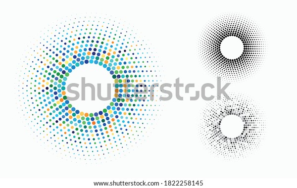 Abstract vector circle\
form halftone dots as icon, logo or design element for medical,\
treatment, cosmetic.