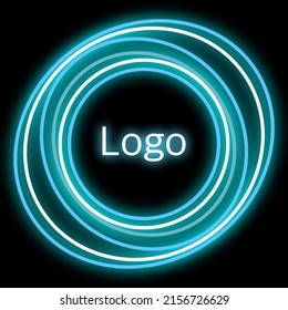 Resumen de círculo vectorial brillante color azul sobre fondo negro para el producto premium futuro