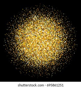 Abstract vector circle of golden particles on black background.
