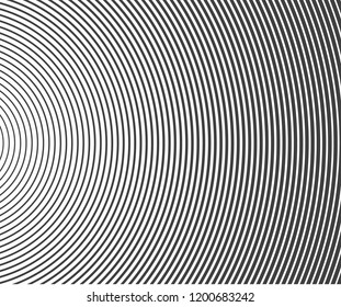Abstract vector circle halftone black background. Gradient retro line pattern design. Monochrome graphic.