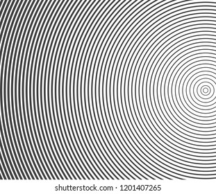 Abstract Vector Circle Halftone Black Background. Gradient Retro Line Pattern Design. Monochrome Graphic.
