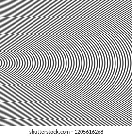 Abstract vector circle halftone black background. Gradient retro line pattern design. Monochrome graphic.