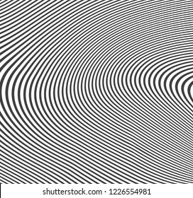 Abstract vector circle halftone black background. Gradient retro line pattern design. Monochrome graphic.
