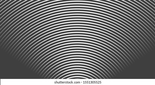 Abstract vector circle halftone black background. Gradient retro line pattern design. Monochrome graphic.