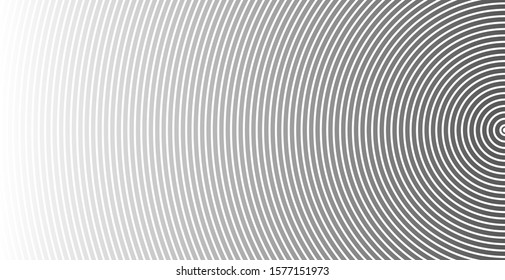 Abstract vector circle halftone black background. Gradient retro line pattern design. Monochrome graphic.