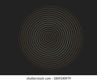Abstract vector circle halftone black background. Gradient retro line pattern design. Monochrome graphic. Circle for sound wave. vector illustration