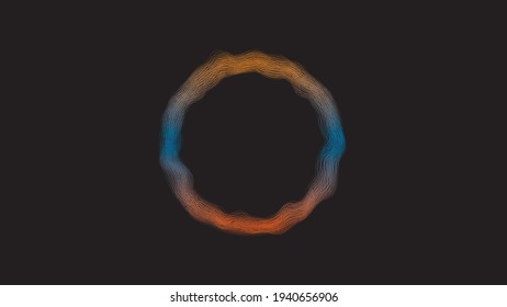 Abstract vector circle. circle lines round ring frame colorful yarn on black background.