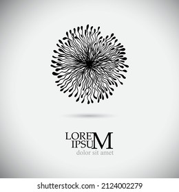 Abstract vector circle logotype. monochrome unusual isolated chem logo. icon Flower.