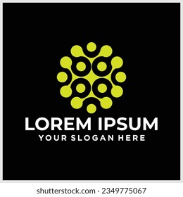 Abstract vector circle logotype. Unusual green isolated chemistry logo. Virus icon. green sun Flowers.