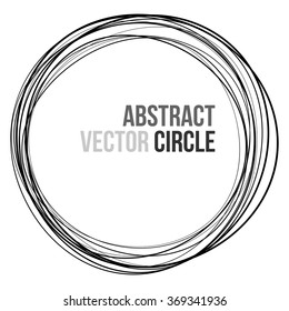 Abstract vector circle on white background. Line sphere illustration. Thin and bold stripes texture.