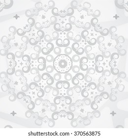 Abstract vector circle ornament. Grey ornament on light background. Floral decorative element. Mandala. Ornate backdrop for your design.