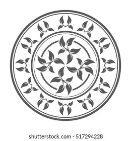 Abstract vector circle pattern with leaves 