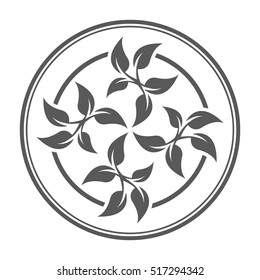 Abstract vector circle pattern with leaves 