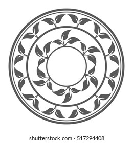 Abstract vector circle pattern with leaves 