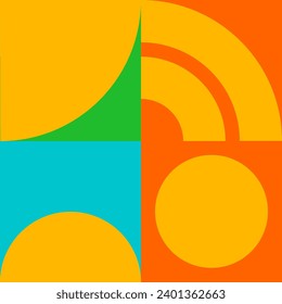 Abstract vector with circle and semicircle shapes to create colorful shapes