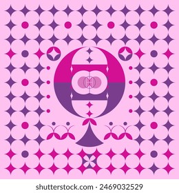 abstract vector circles flower pink 