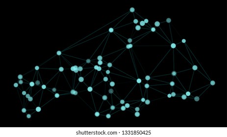 Abstract vector circles and triangles shapes black background