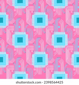 Abstract vector Circuit board or micro chip. Repeated seamless pattern