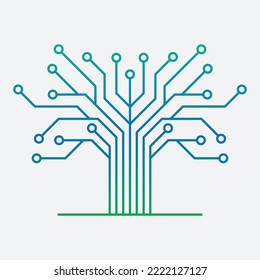 Abstract Vector Circuit Tree logo template design.