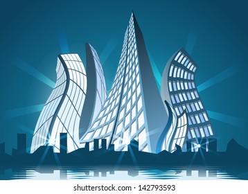 Abstract vector city by night