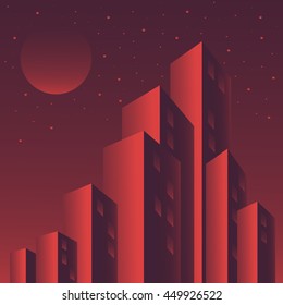abstract vector city landscape. night city illustration