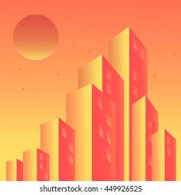 abstract vector city landscape. night city illustration