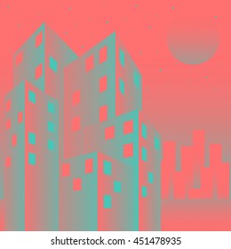 abstract vector city landscape. night city illustration