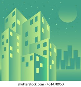 abstract vector city landscape. night city illustration