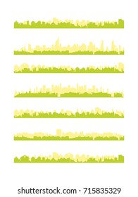 abstract vector city silhouettes set. flat skyline illustration
