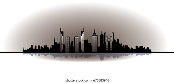 abstract vector cityscape illustration, dark skyline 