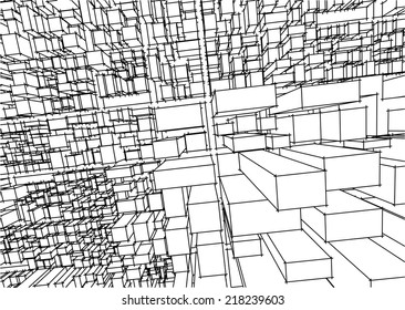 abstract vector cityscape sketch