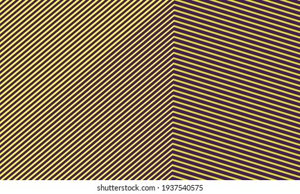 Abstract vector close up geometric perspective building box corner from lines shape pattern with modern yellow-purple color background, minimal vibrant trendy architecture concept.
