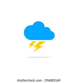 Abstract vector cloud and lighting thunderstorm icon on a white background