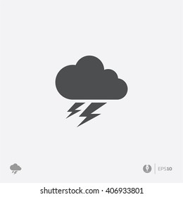 Abstract vector cloud and thunder weather icon