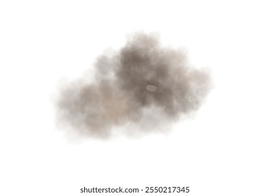 Abstract vector clouds, fog or smoke on an isolated transparent background. Dust cloud. Desert smoke. Sandstorm. 3D smog explosion. Cloud, smoke, png.