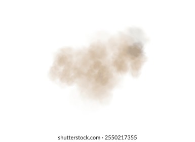 Abstract vector clouds, fog or smoke on an isolated transparent background. Dust cloud. Desert smoke. Sandstorm. 3D smog explosion. Cloud, smoke, png.