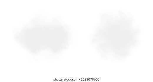 Nuvens vetoriais abstratas, nevoeiro ou fumaça sobre um fundo transparente isolado. Nuvem de poeira. Fumaça do deserto. Sandstorm ! Explosão de neblina 3D. Nuvem, fumaça, ping.