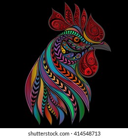 Abstract vector cock of the patterns for the New year 2017