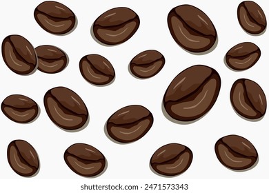 Abstract vector coffee beans patern white background.