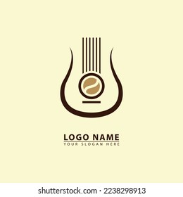 abstract vector coffee guitar logo icon. vector graphic simple elegant flat illustration. great for music, cafe, restaurant, etc.