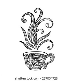 Abstract vector of Coffee in zentangle style