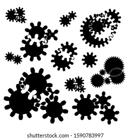 Abstract vector cogs - black and white color gear sign simple icon on background