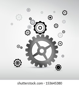 Abstract Vector Cogs - Gears Isolated on Grey Background 