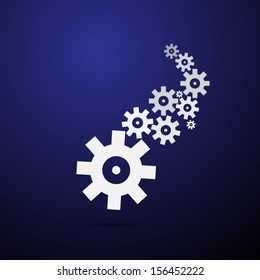 abstract vector cogs, gears on blue background