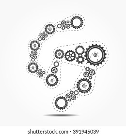 Abstract vector cogs - gears on grey background