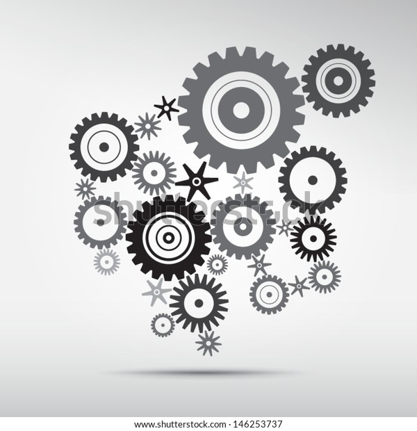 Abstract Vector Cogs Gears On Grey Stock Vector Royalty Free 146253737