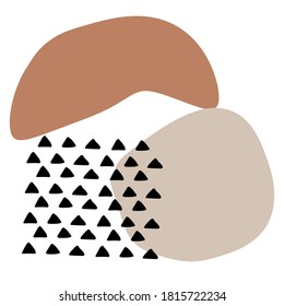 Abstract vector collage with brown shapes and black triangles.