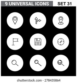 Abstract vector collection of colorful flat Universal Icons set. Big package of modern minimalist, thin line icons. Design elements for mobile and web applications.