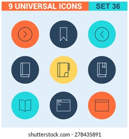Abstract vector collection of colorful flat Universal Icons set. Big package of modern minimalist, thin line icons. Design elements for mobile and web applications.