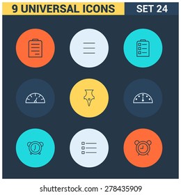 Abstract vector collection of colorful flat Universal Icons set. Big package of modern minimalist, thin line icons. Design elements for mobile and web applications.